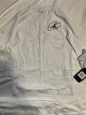Jordan White Tee with Red Jumpman Logo